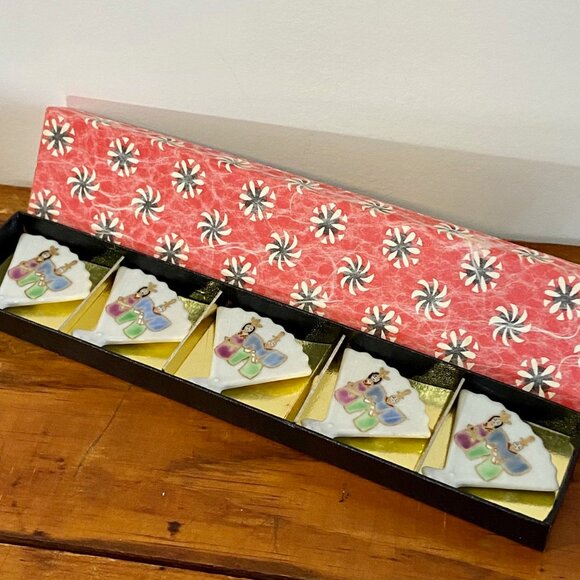 Set of 5 Vintage Porcelain Chopstick Rest w/box - Unused - Picture 6 of 12